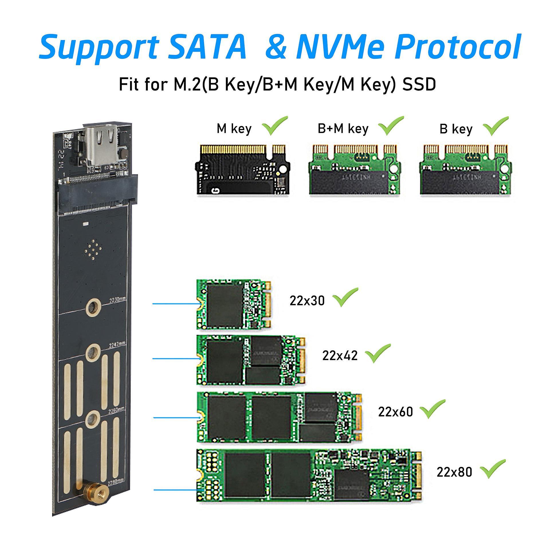 Quikhome M.2 3.0 HDD Enclosure PCIe NVMe NGFF SATA Protocol HDD Enclosure