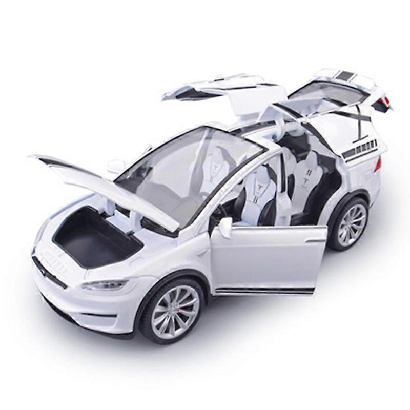 Toy Cars 1:24 Tesla Model X SUV Alloy Car Model Diecast Metal Vehicles Car Model Simulation Sound and Light Collection Childrens Toy Gift White