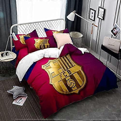 Kerota FC Barcelona Football Team Microfiber Quilt Set with Zippered Duvet Cover and Pillowcases) Single135x200cm