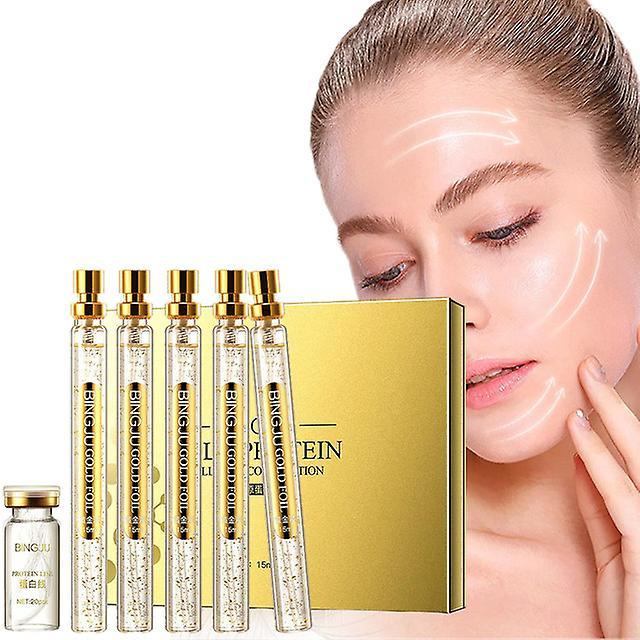 Lanou Protein Thread Lifting Set, Soluble Protein Thread and Nano Gold Essence Combination, Gold Face Serum Active Collagen Silk Thread, Korean Ess...