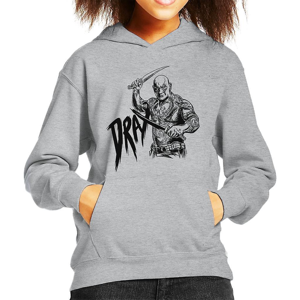 Marvel Guardians Of The Galaxy Vol 2 Drax The Destroyer Kid's Hooded Sweatshirt Heather Grey Large (9-11 yrs)