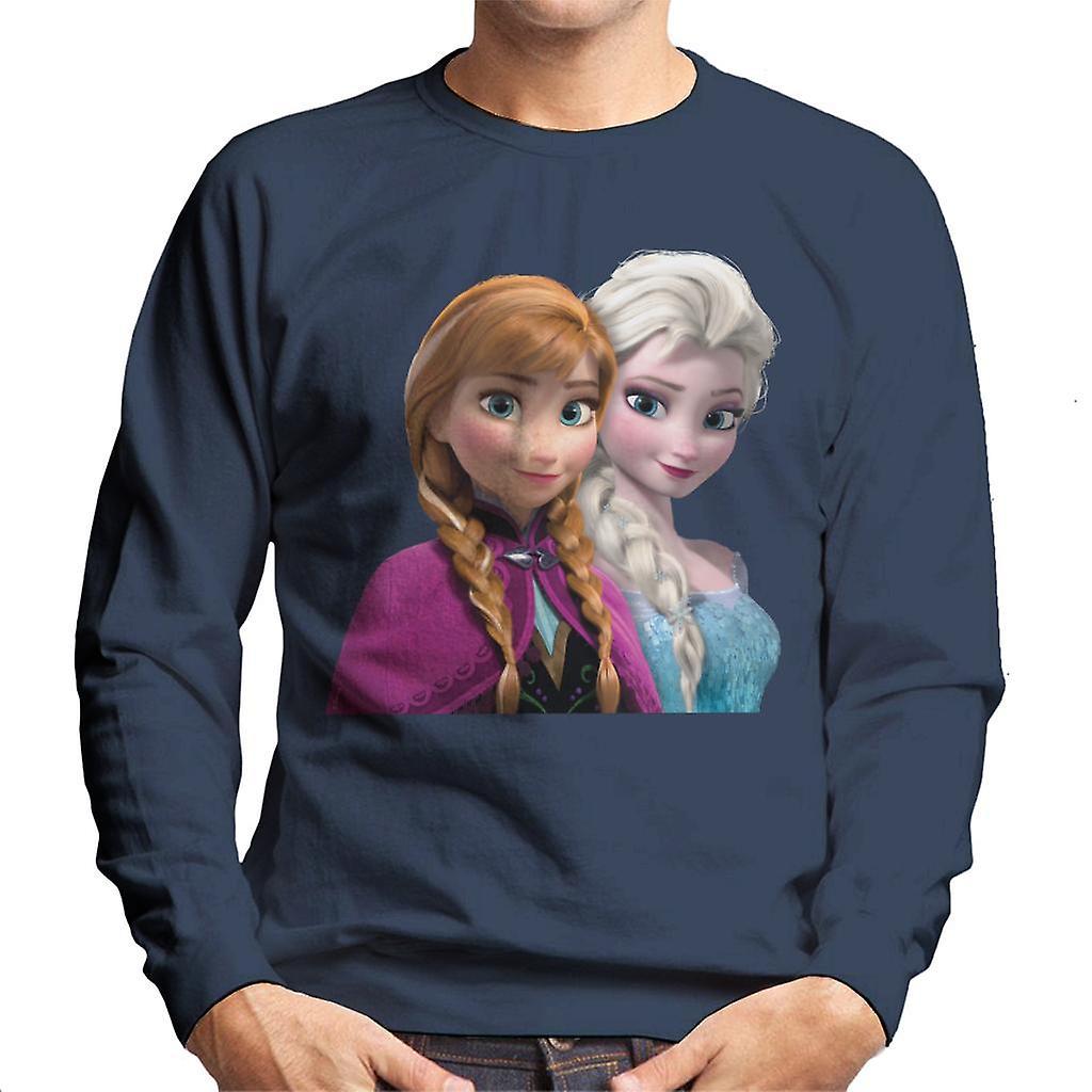 Disney Frozen Princess Anna And Elsa The Snow Queen Men's Sweatshirt Navy Blue X-Large