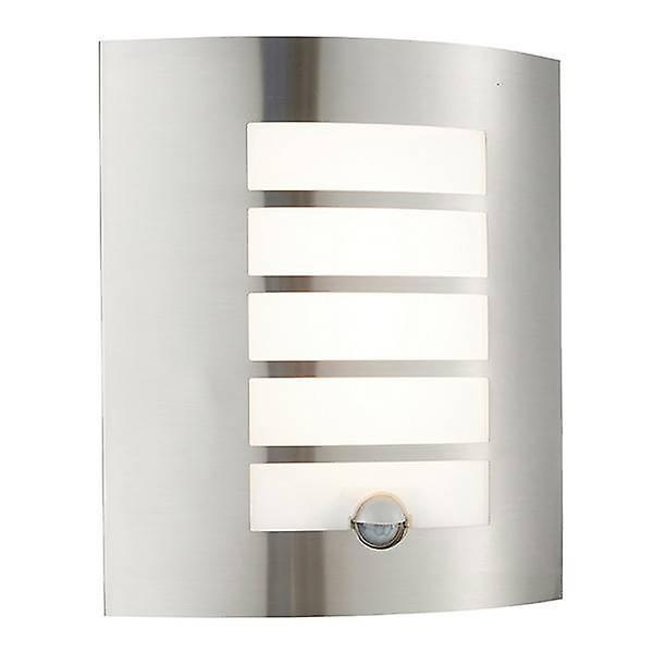 Saxby Lighting Bianco Integrated LED PIR 1 Light Outdoor Wall Light Brushed Stainless Steel, Opal Polypropylene IP44