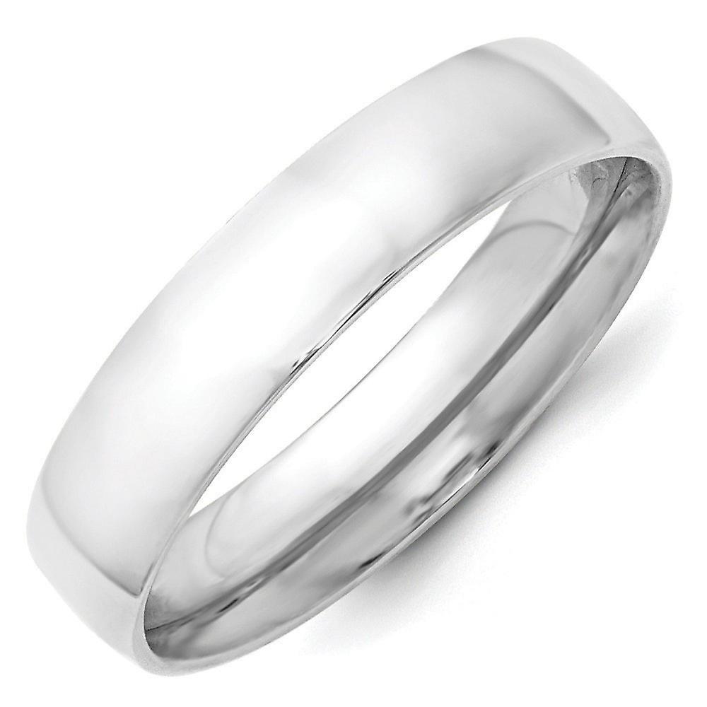 JewelryWeb 10k White Gold Solid Polished Engravable Lightweight 5mm Ltw Comfort Fit Band Ring Jewelry Gifts for Women - Ring Size: 11.5