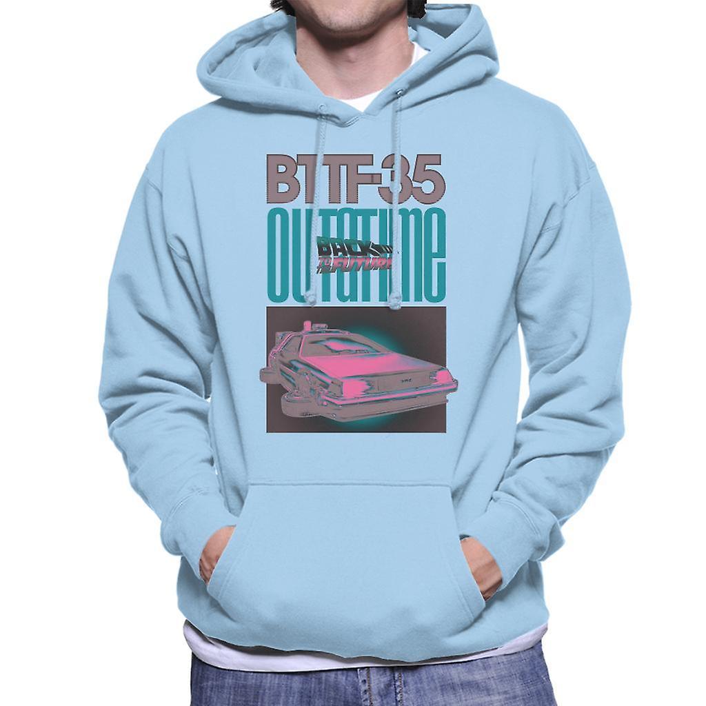 Back to the Future Delorean 35 Outatime Men's Hooded Sweatshirt Sky Blue Small