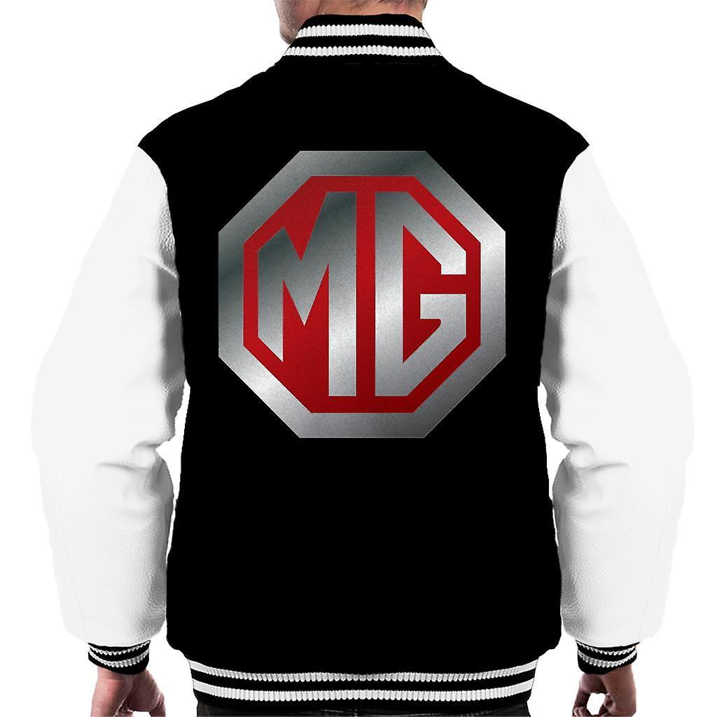 MG Shiny Red And Chrome Logo British Motor Heritage Men's Varsity Jacket Black/White Small