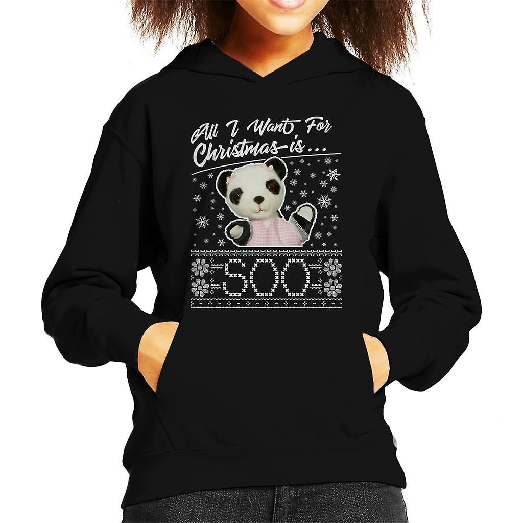 Sooty Christmas All I Want For Christmas Is Soo Kid's Hooded Sweatshirt Black Small (5-6 yrs)