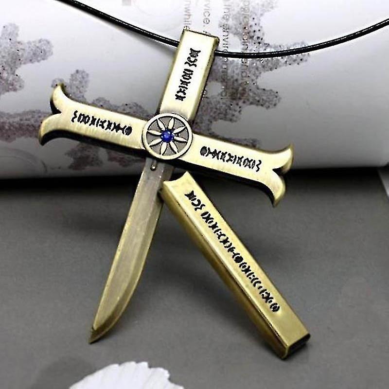 KDSKSC Jewelry Anime One Piece Dracule Mihawk Cross Necklace Pendant Sword Blade Eagle Eyes Vintage Sheath