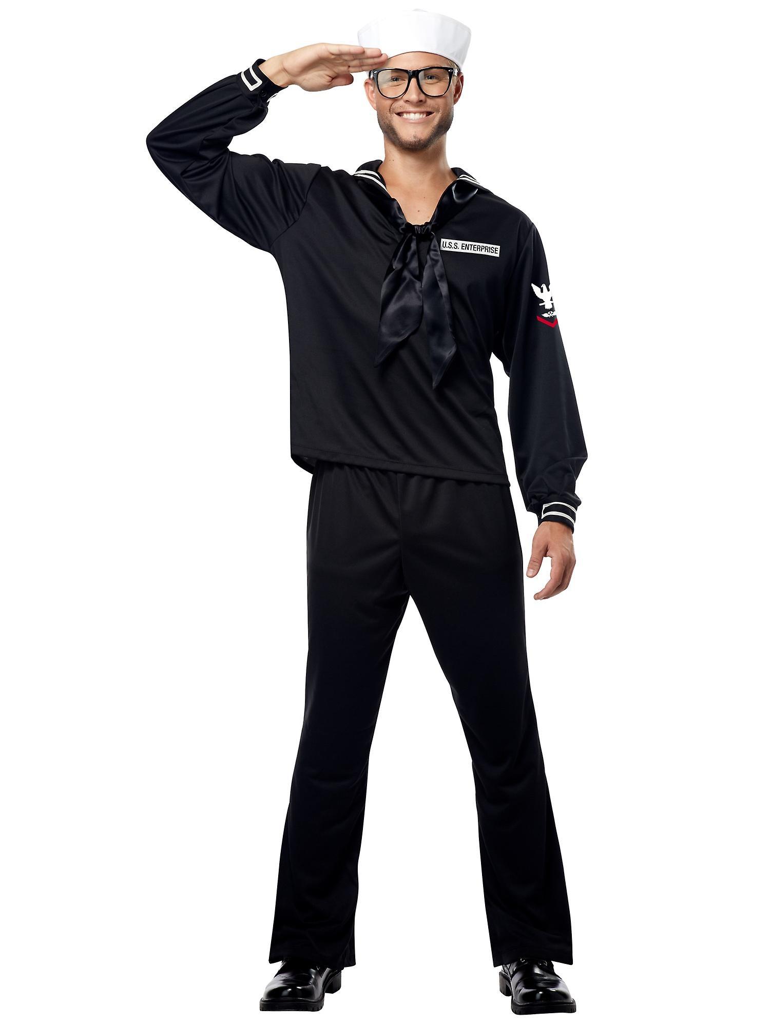 California Costume Collections Sailor Black Marine Navy Military Seaman Uniform USS Enterprise Mens Costume Medium (40-42)