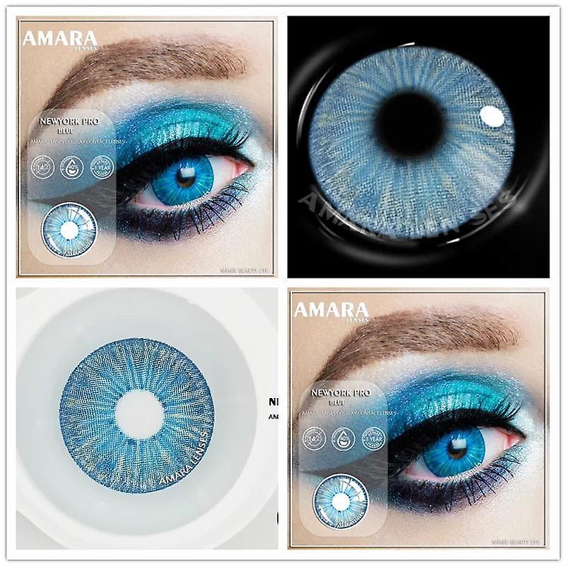 Aionyaaa Amara Anime Cosplay Color Contact Lenses For Eyes Blue Black Halloween Lenses Colored Contactlen Yearly Colorful Contacts NEW YORK-BLUE China