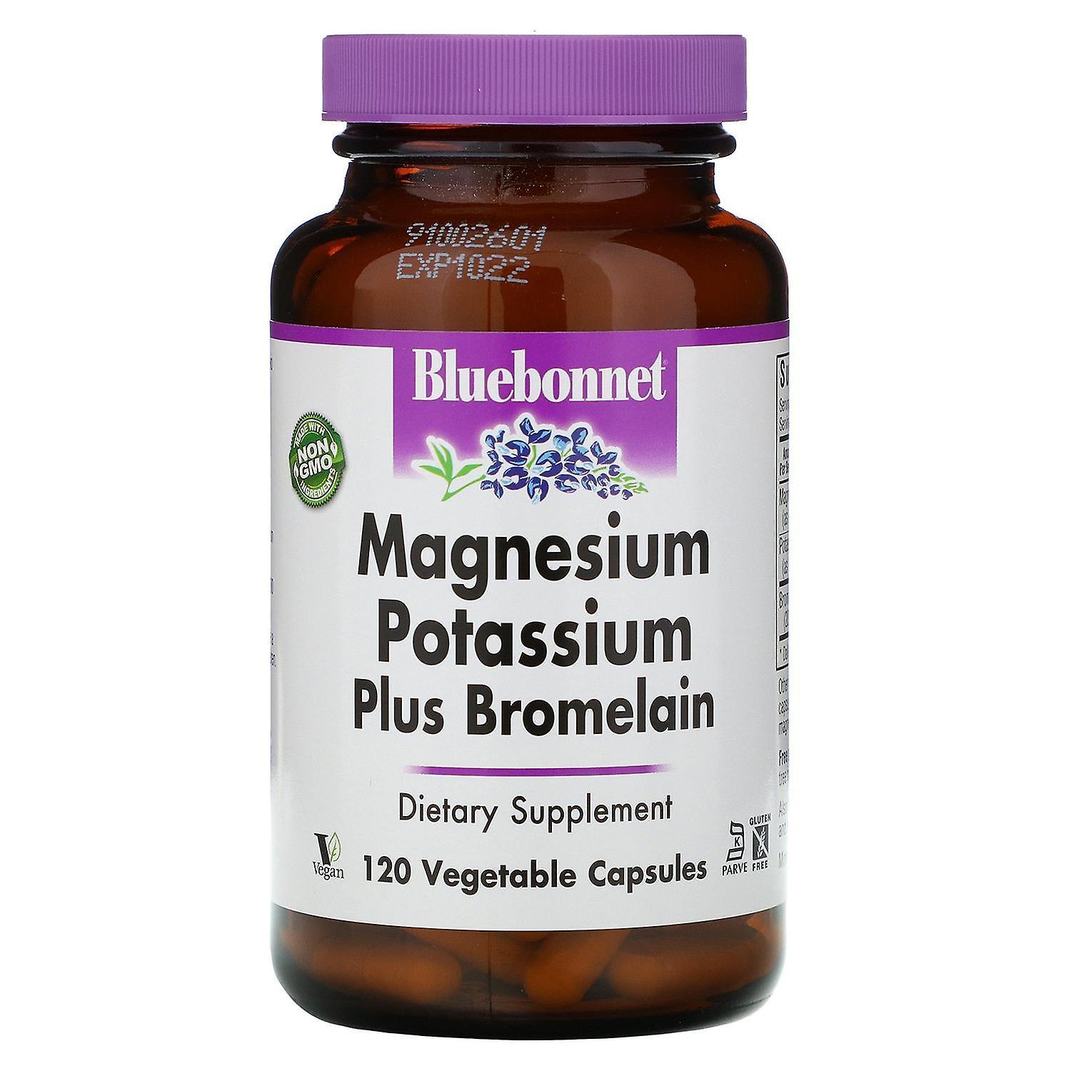 Bluebonnet Nutrition, Magnesium Potassium Plus Bromelain, 120 Vcaps