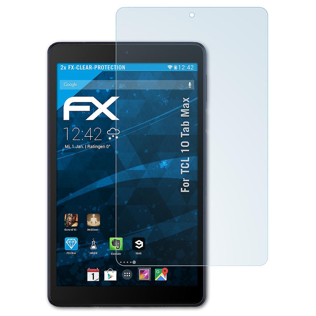 atFoliX 2x protective film compatible with TCL 10 Tab Max screen protector clear 01 FX-CLEAR