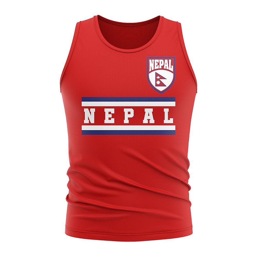 UKSoccerShop Nepal Core Football Country Sleeveless Tee (Red) Small (34-36 inch)