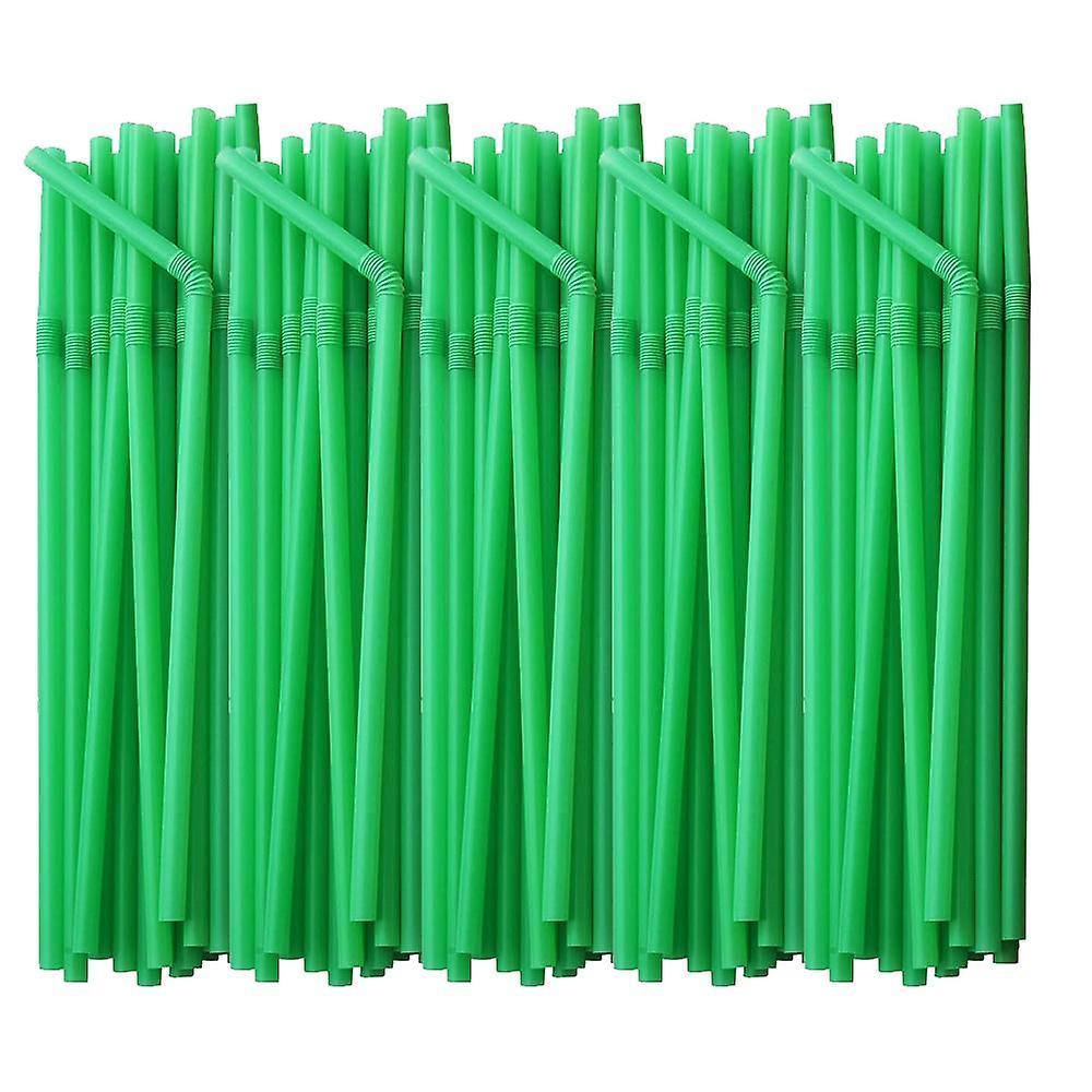 200Pcs Plastic Straws - Flexible Drinking Straw Set Reusable,Green