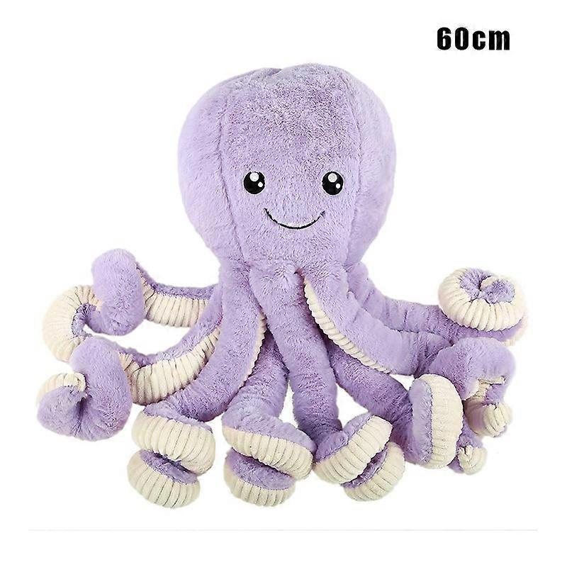 unbrand Cute Smiling Octopus Plush Toy Soft Stuffed Cotton Animals Pillow Great Birthday Xmas Gifts for Children Purple 60cm