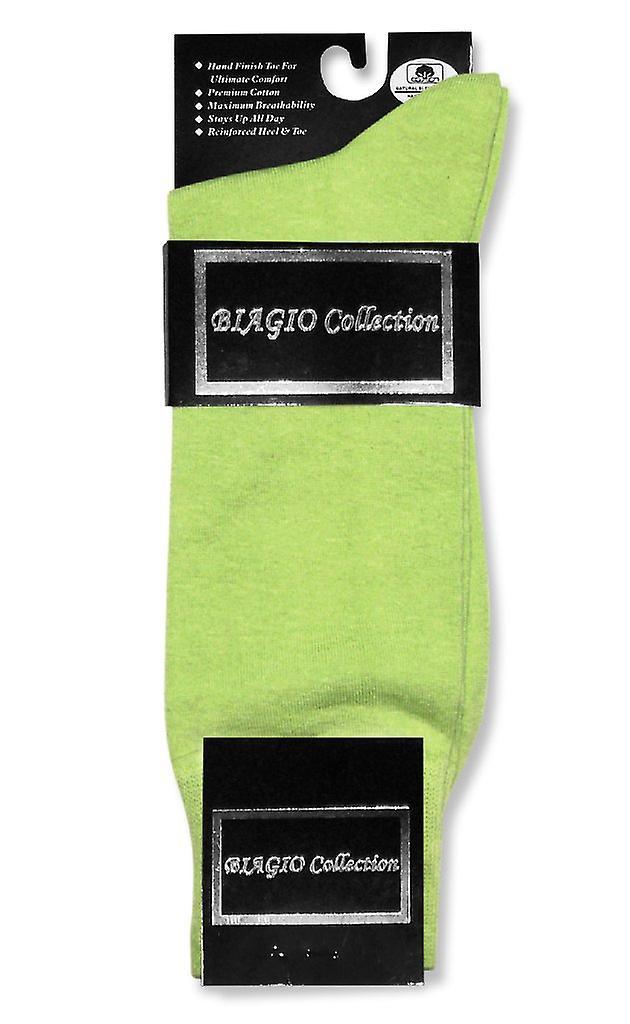 1 Pair of Biagio Solid Men's COTTON Dress SOCKS Lime Green