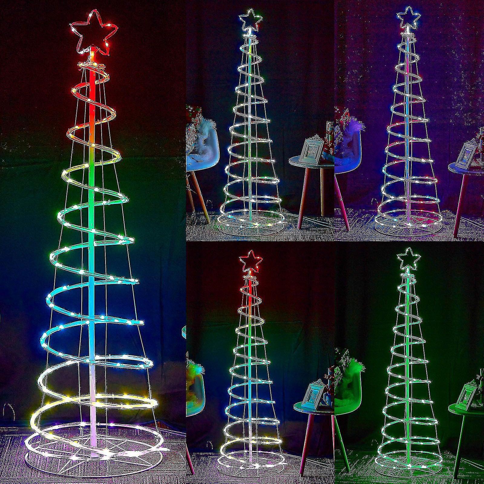 Spiral Christmas Tree Outdoor Christmas Decorations 16 Color Led Lighted Artificial Tree Decor With Remote Timer 1.8m