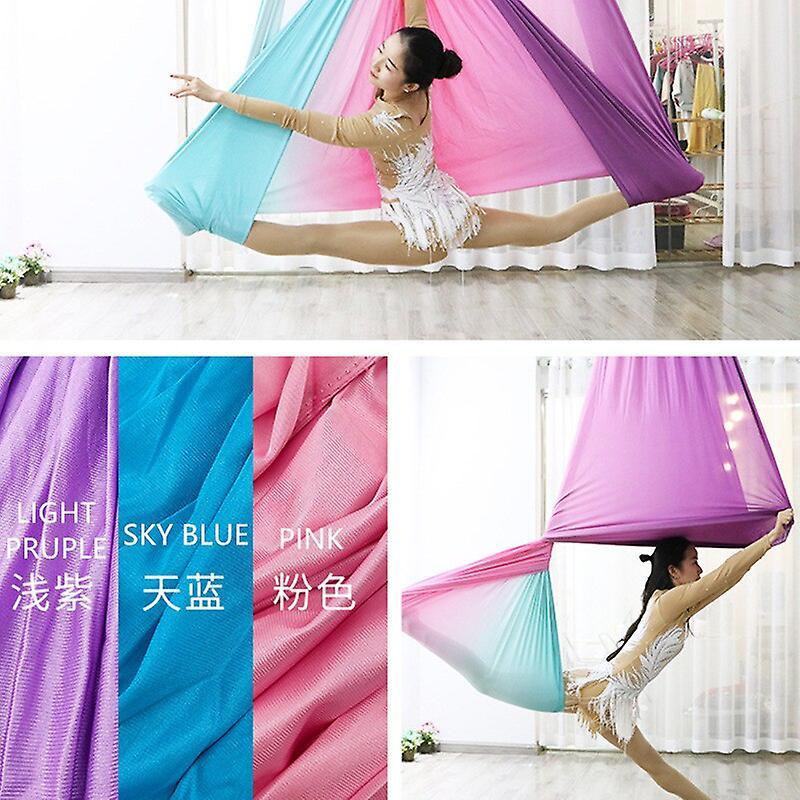 Gradient Yoga Hammock Anti-Gravity Yoga Swing  Aerial Silk 4/5/6/7M Yoga Belt Stretch Pilates  Yoga & Pilates Blocks purple green M