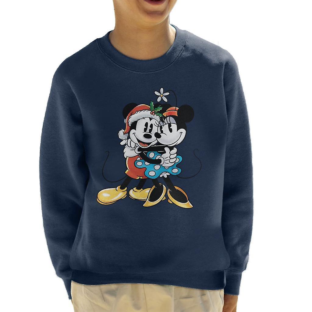 Disney Christmas Mickey And Minnie Festive Hug Kid's Sweatshirt Navy Blue X-Small (3-4 yrs)