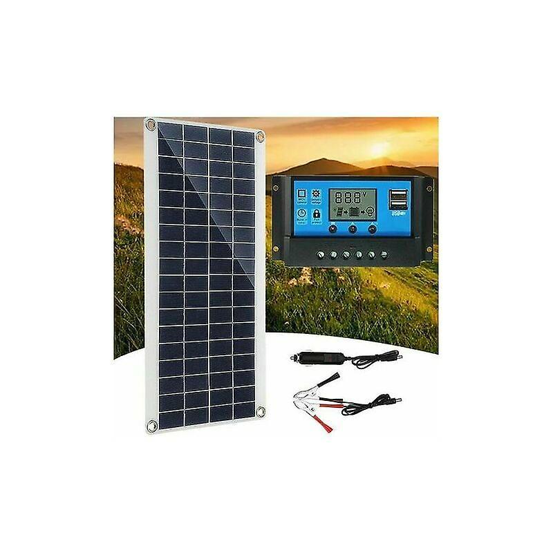 Dmdm Panneau Solaire 300W 12V, Kit de Panneau Solaire, Chargeur de Batterie Kit avec rgulateur de Charge Solaire 60A pour Camping-Car, Yacht, extri...