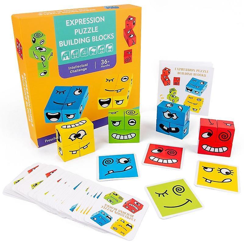 Slowmoose Geometric Emoji Cubes-expression Puzzle Building Blocks with Gift box-203221806