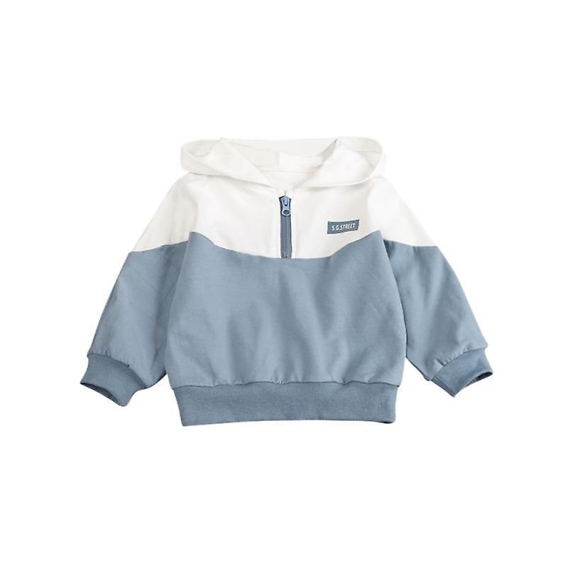 Slowmoose Half Zipper Casual, Hooded Pullover For Babies Blue S (0-6M)