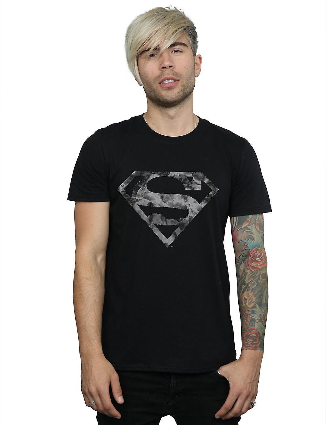 DC Comics Men's Superman Marble Logo T-Shirt Black Large