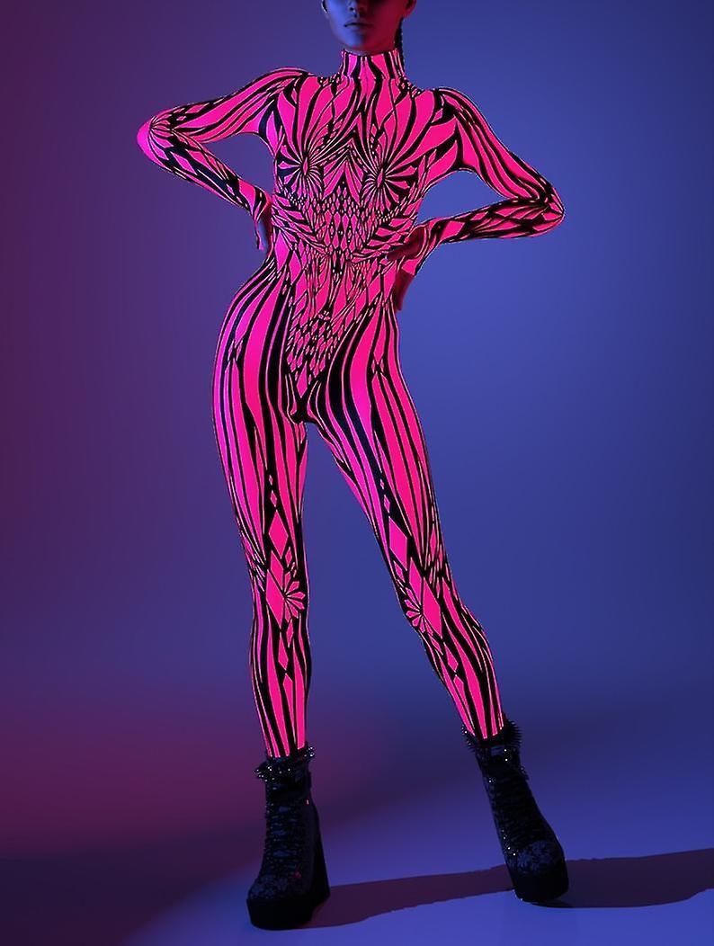 Subaoe Psychedelic Neon Costume Set - Great For Christmas, Halloween, And Festival Rave Parties XL