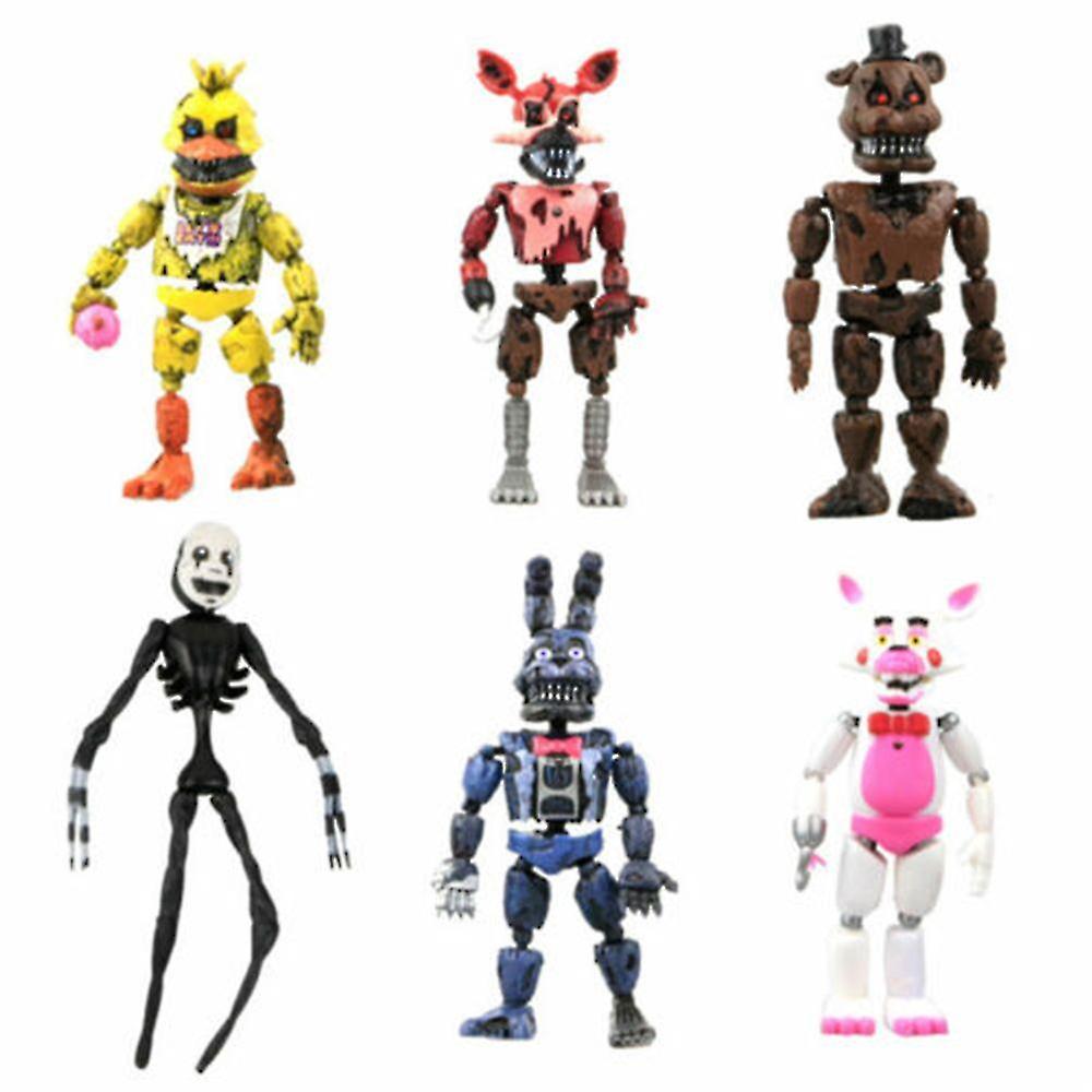 Aswei 6pcs/set Fnaf Five Nights At Freddy Game Action Figures Toys Desk Decoration Collectible Models Doll Kids Gift