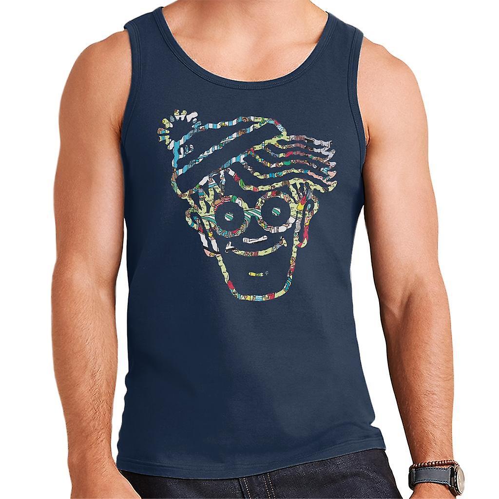 Wheres Wally Where's Wally Crowd Outline Men's Vest Navy Blue Medium