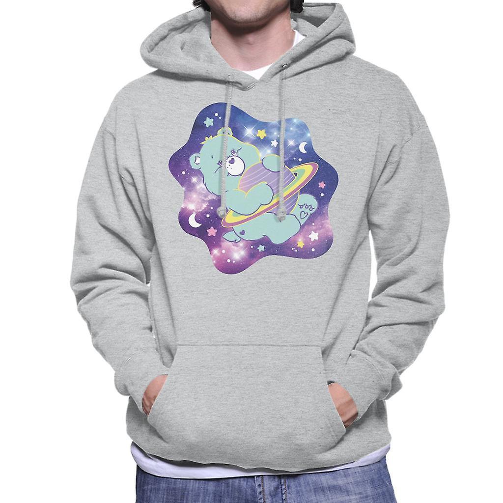 Care Bears Bedtime Bear Dreaming Of Space Men's Hooded Sweatshirt Heather Grey Small