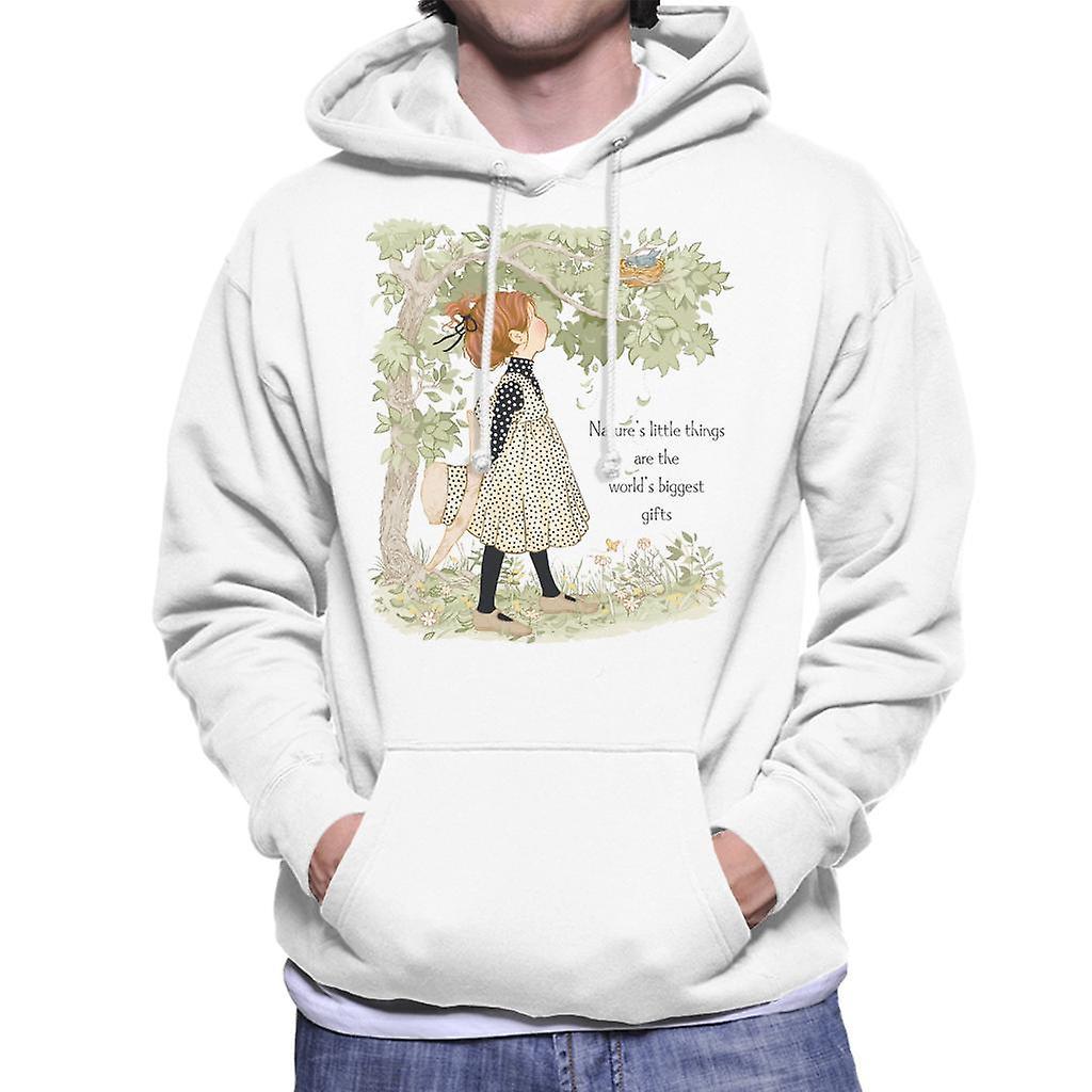 Holly Hobbie Natures Little Things Dark Text Men's Hooded Sweatshirt White Medium