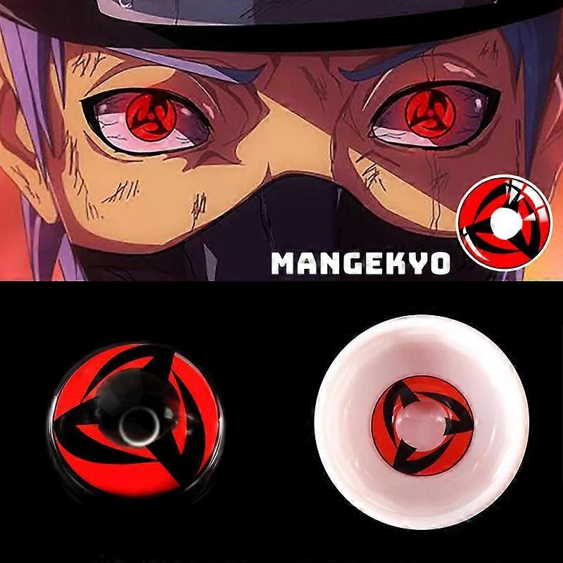 Redkid 2Pieces/1pair Colored Contact Lenses Halloween Anime Kakashi Sharingan Cosplay Accessories Yearly Prescription Coloured Contacts