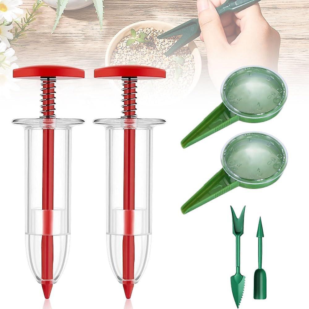 Frusde 6pcs Mini Seed Spreader, 2024 New Mini Sowing Seed Dispenser, Small Seed Planter Tool, Manual Seedlings Dibber and Widger Set Set A