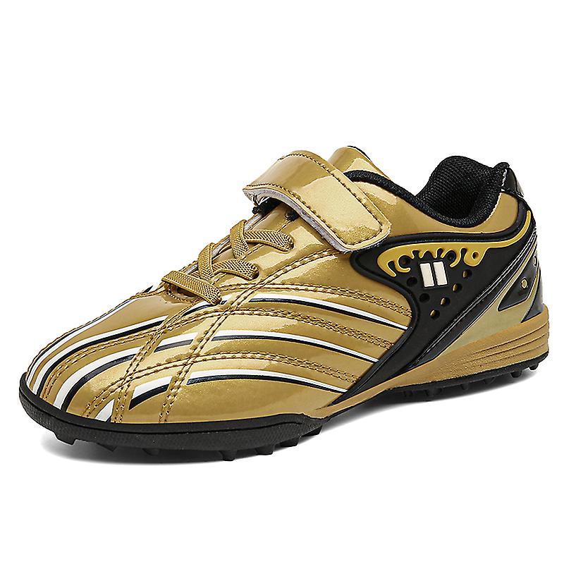 FLARUT Childrens Soccer Shoes Outdoor Sports Spikes Football Shoes 2C3026 Gold 31