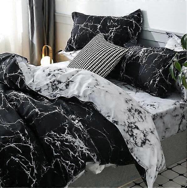 Tsim Bed linen 135x200cm marble look black white modern bed linen set