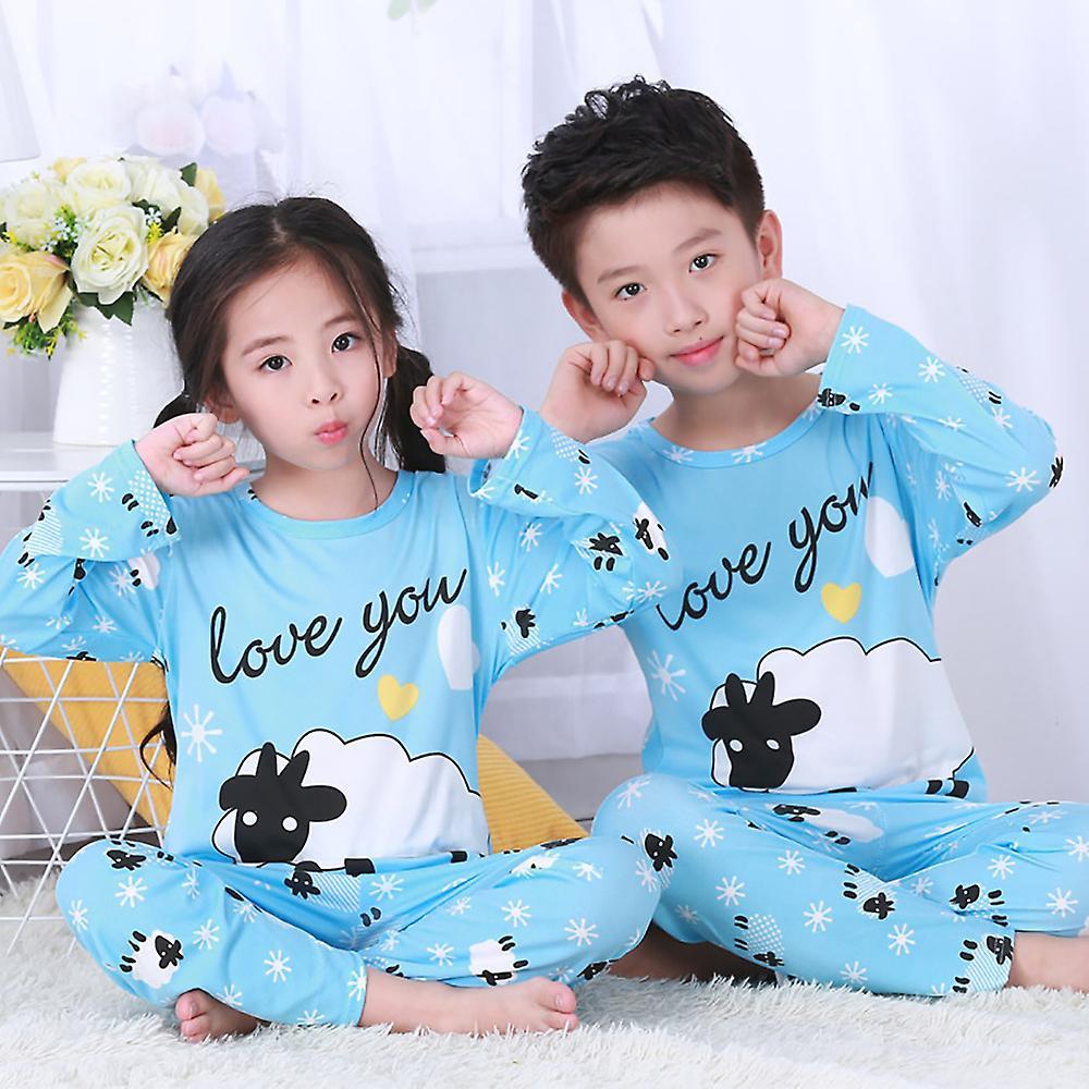 Manchalk Cartoon Pyjamas Set Kids Girl Boy Long Pajamas Pjs Sleepwear Nightwear Little Sheep 5-6 Years