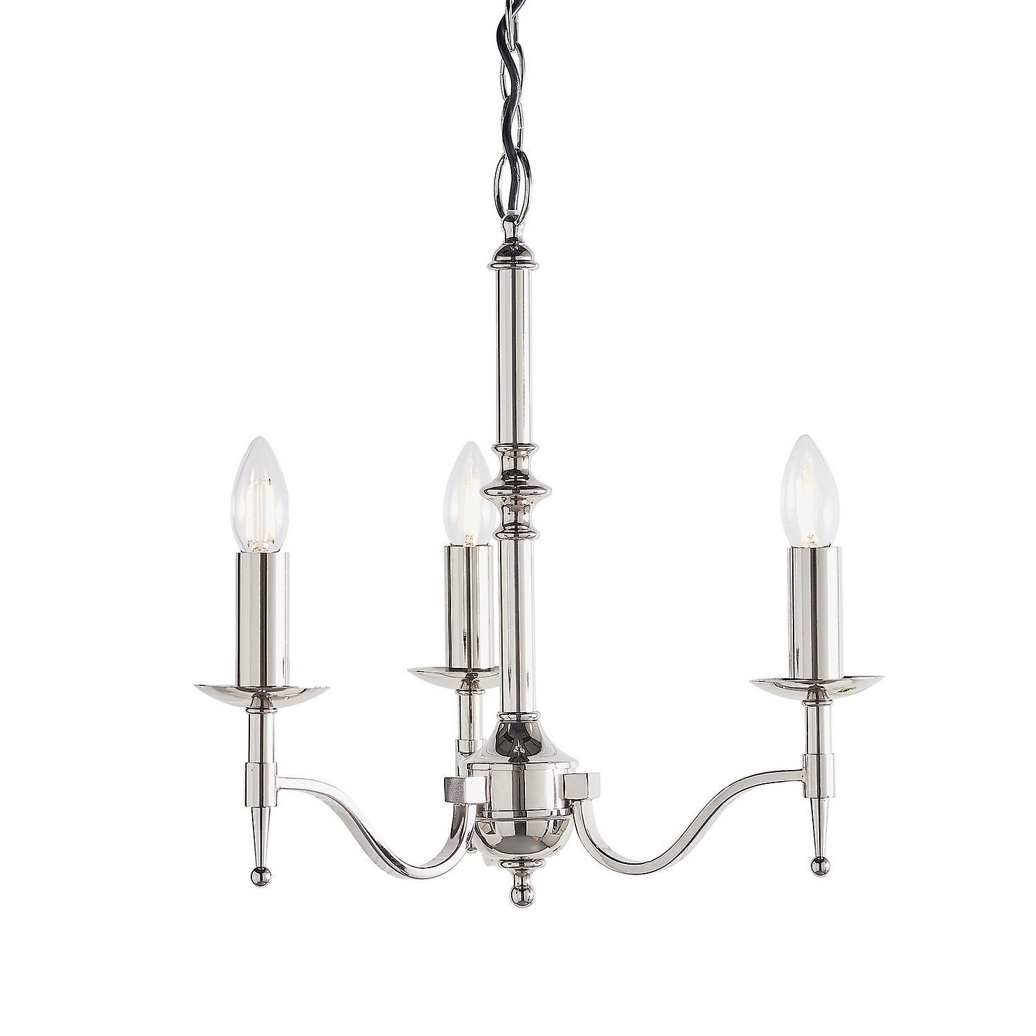 Stanford 3 Light Multi Arm Ceiling Pendant Chandelier Polished Nickel E14