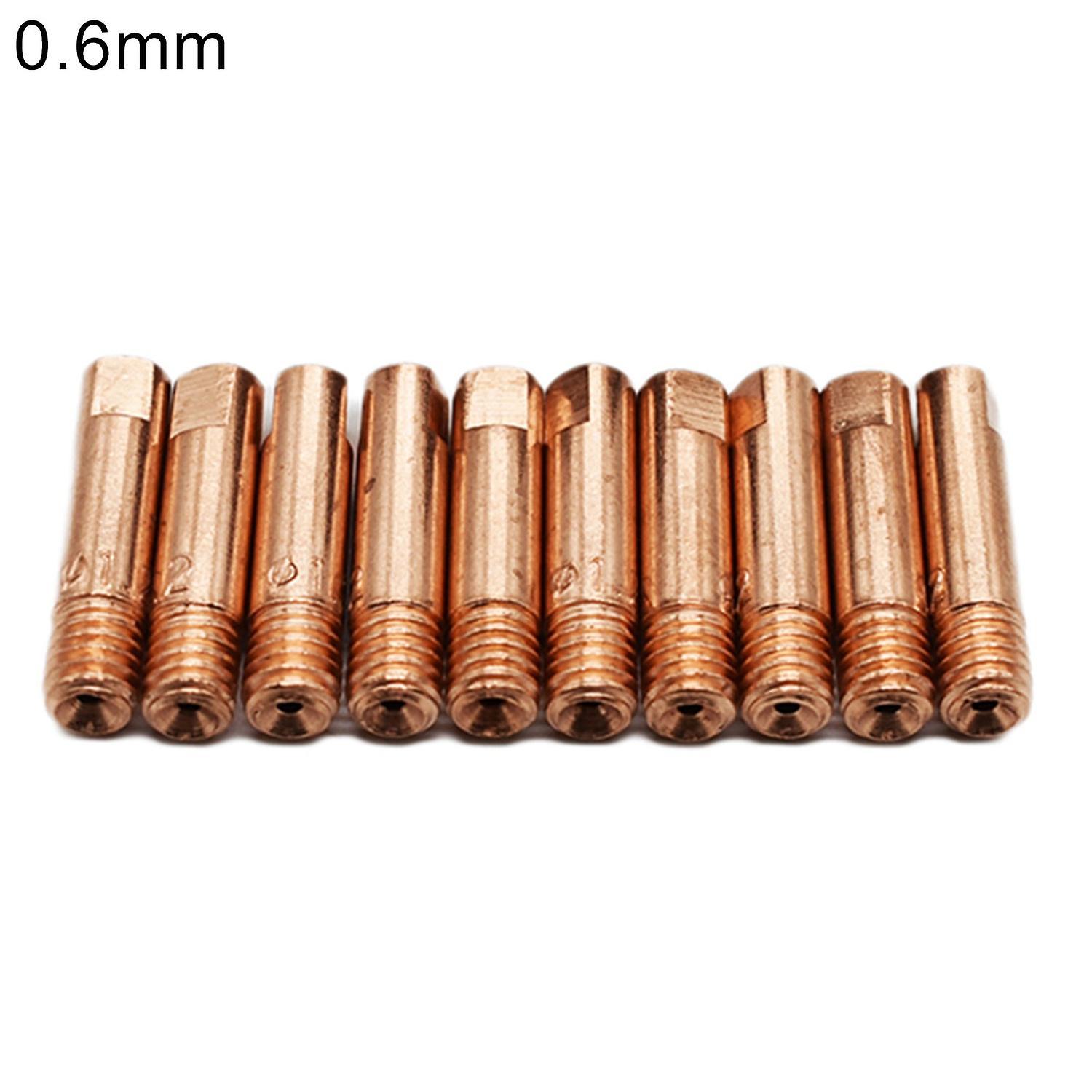 ZHOUBA 10Pcs Red Copper 15AK MIG Welding Torch M6 0.6/0.8/1.0/1.2mm Contact Tip Nozzle 0.6mm