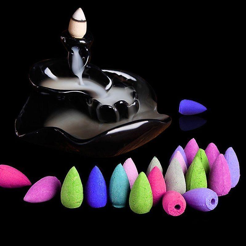 Slowmoose Natural Tower Cones Lavender Jasmine Backflow Incense Cones Hollow Buddhism 10pcs Mixed color