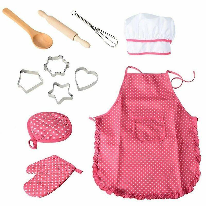 Slowmoose Kids Cooking And Baking Set-chef Role Play Red Polka Dotted