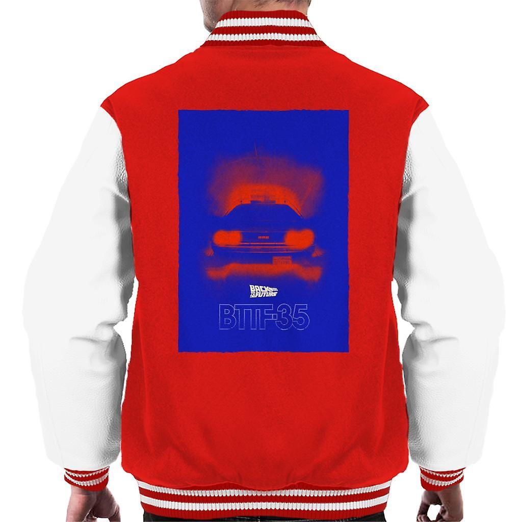 Back to the Future Delorean 35 Red Headlights Men's Varsity Jacket Red/White Small