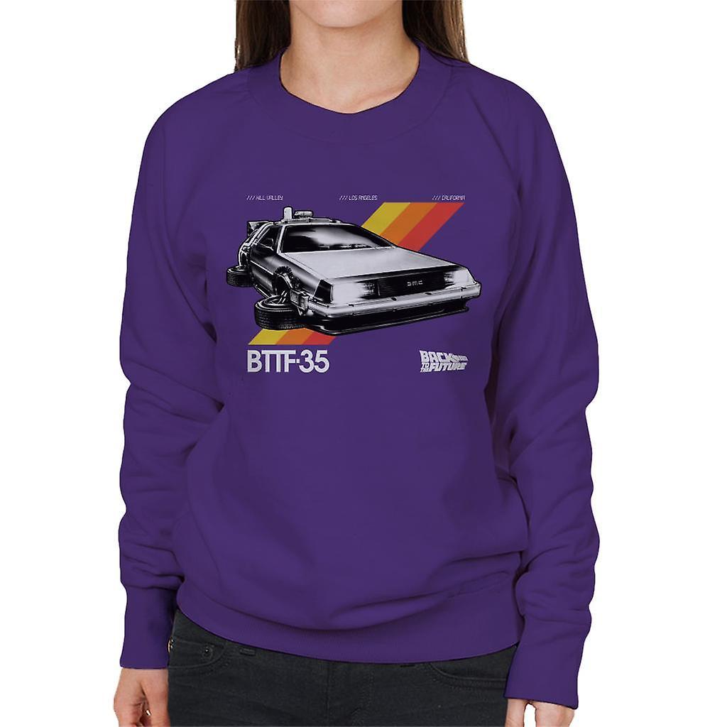 Back to the Future 35th Anniversary Delorean Women's Sweatshirt Purple Medium