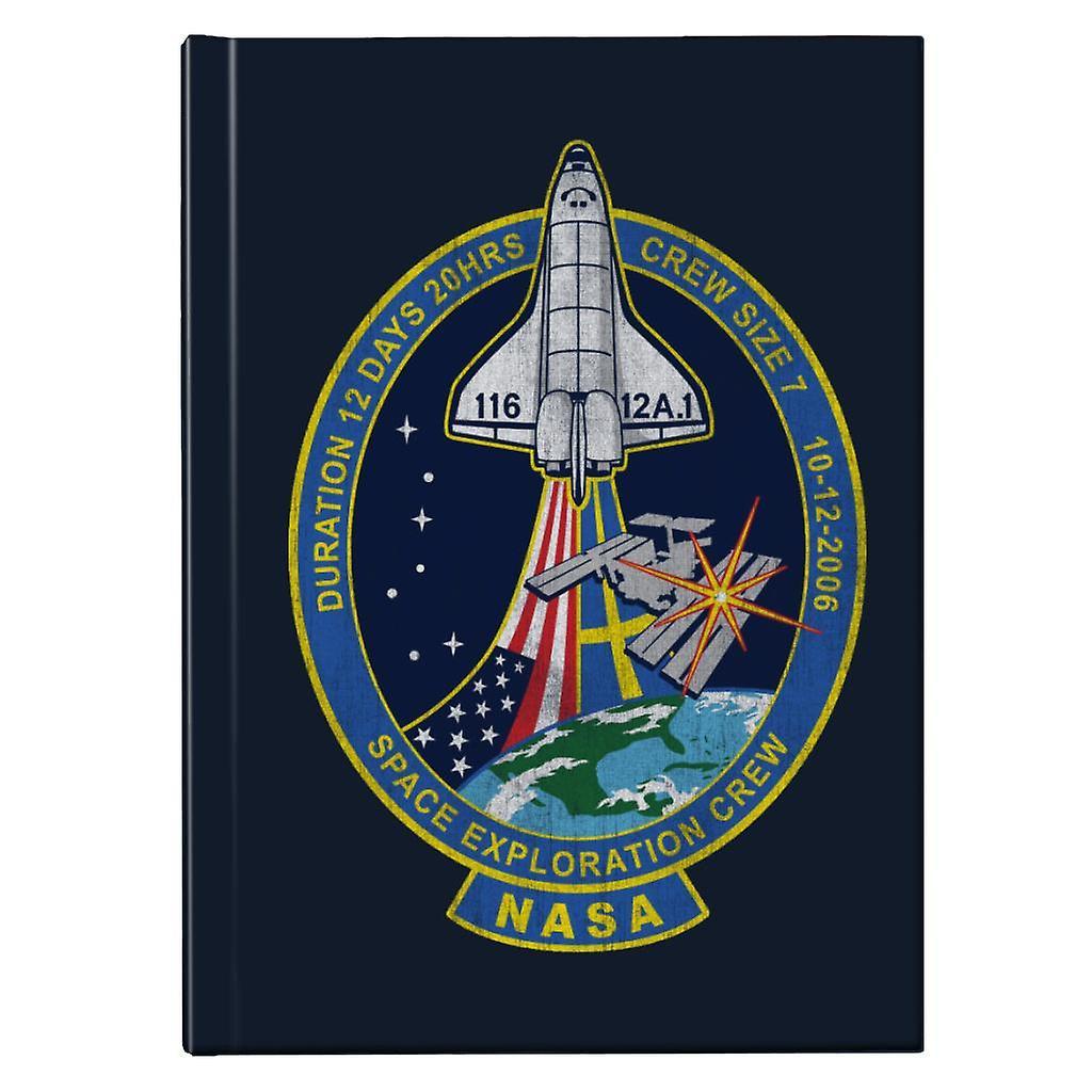 NASA STS 116 Discovery Mission Badge Distressed Hardback Journal Navy Blue 13 x 18.5 cm