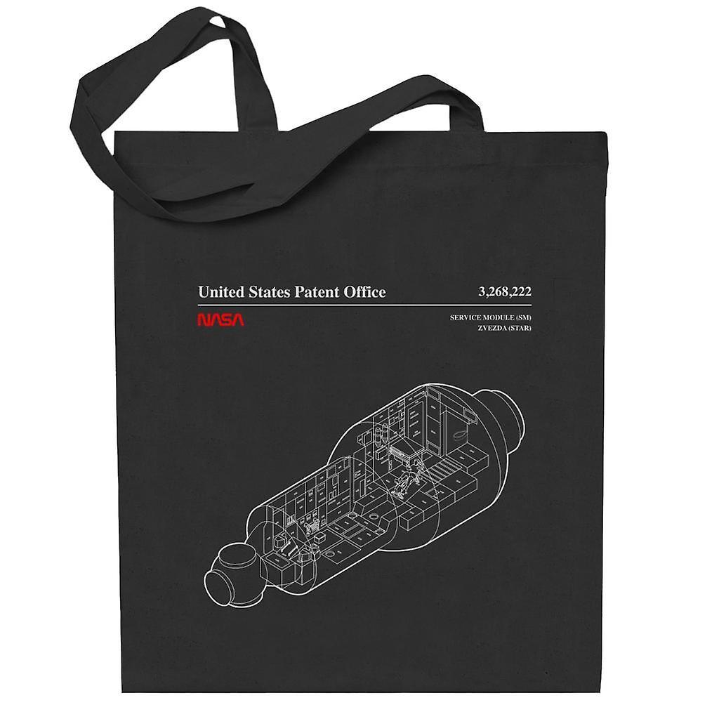 NASA Russian Service Module Blueprint Totebag Black 38 x 42 cm