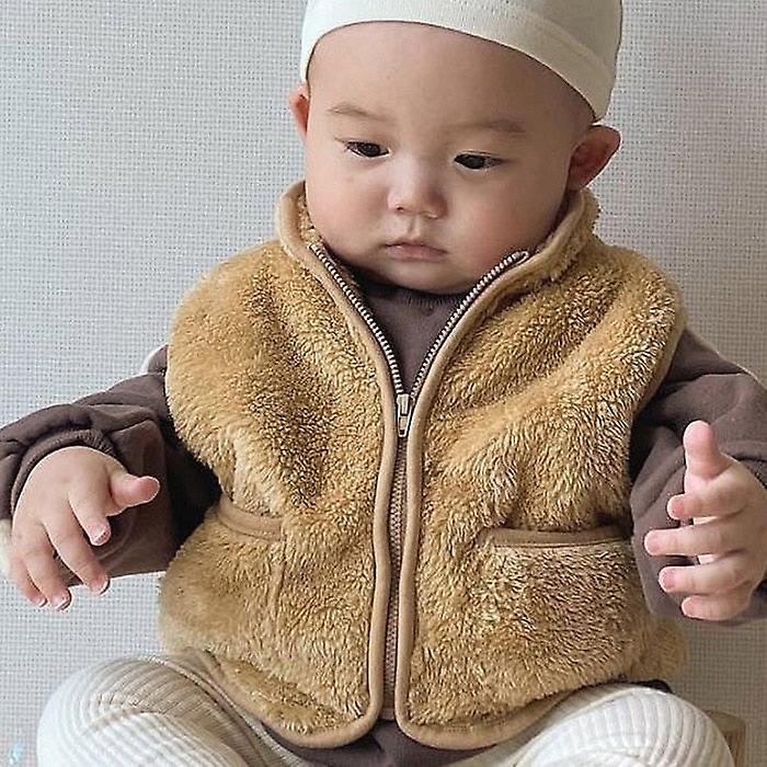 Slowmoose Autumn/winter Thick Fleece, Sleeveless Vest Jacket khaki 24M