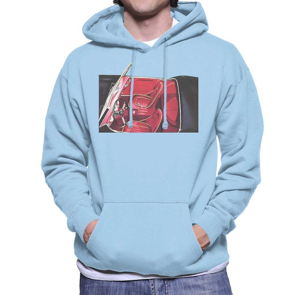 Austin Healey View Of Seats British Motor Heritage Men's Hooded Sweatshirt Sky Blue Medium