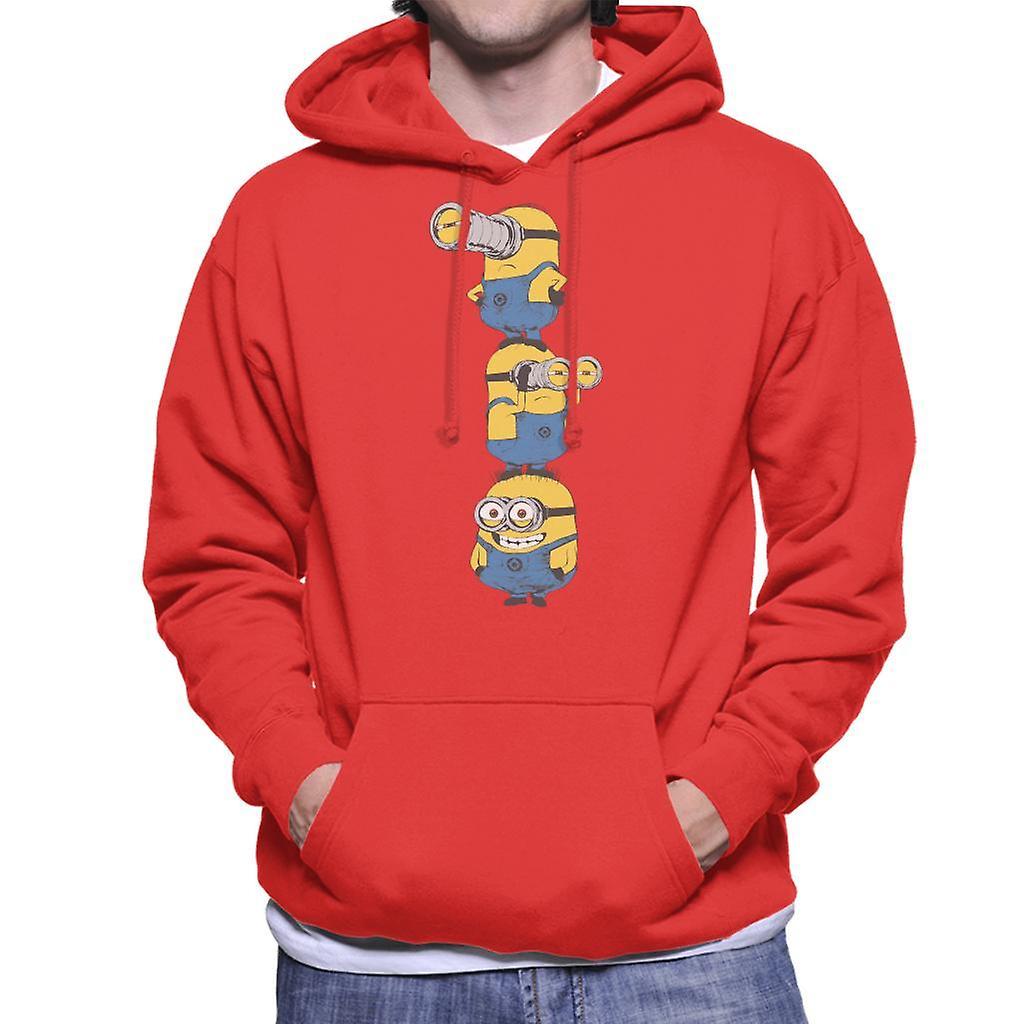 Despicable Me Minions Standing Tower Men's Hooded Sweatshirt Red Medium