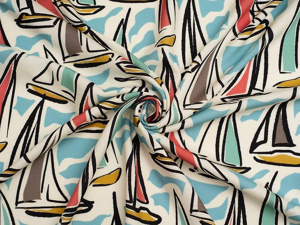 Minerva Exclusive Happy Harbour Viscose Challis Fabric Multicoloured - Per Metre