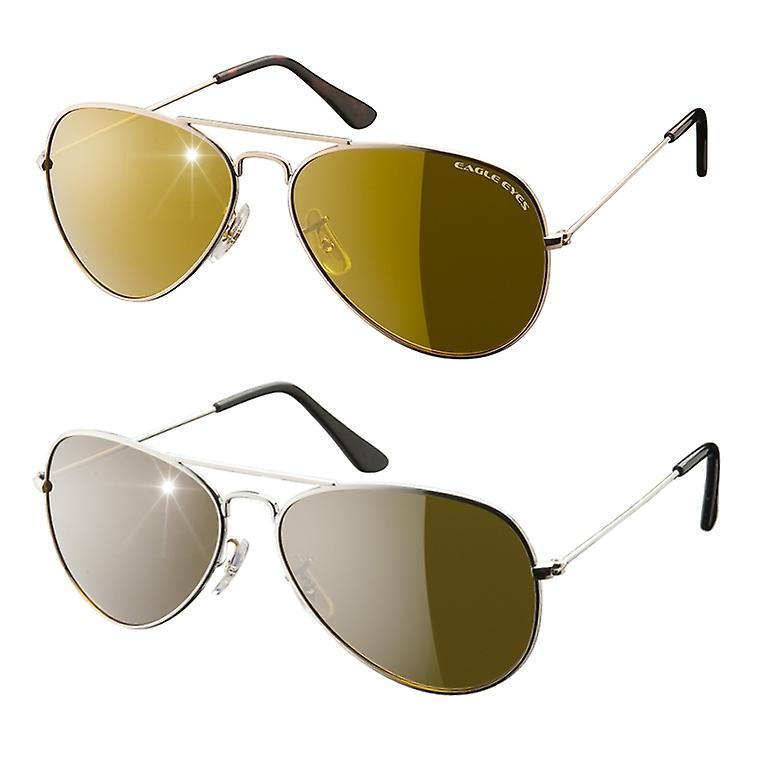 Eagle Eyes - Pilot Sunglasses Set of 2 - Silver/Gold